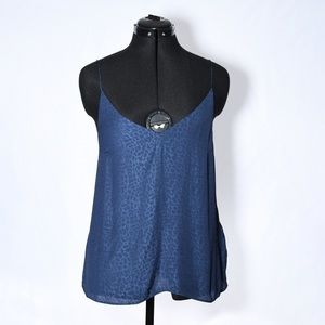H&M Dark Blue Leopard Print V Neck Silky Camisole